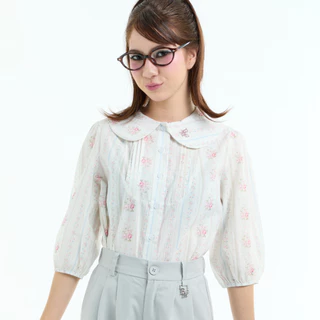 Bemingtop1250(S-3XL) - Fuli Top - เสื้อเบลาส์แขนยาวดีไซน์ปกบัวเทลจับจีบด้านหน้า