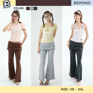 Bemingpants090(XS-4XL)-Capfy Pants - กางเกงดีไซน์เลเยอร์ระบาย ช่วงเอวเป็นยางยืดใส่สบาย