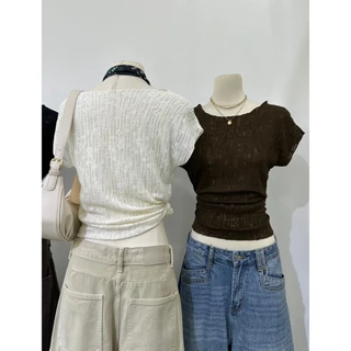 M2236 เสื้อแต่งเท็กซ์เจอร์น่ารักๆ ทรงสวยผ้ายืดหยุ่น แมทช์ง่าย ใส่สบาย