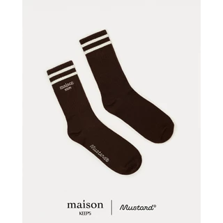 maison KEEPS x Mustard | Striped socks | ทอโลโก้ maison และ Mustard