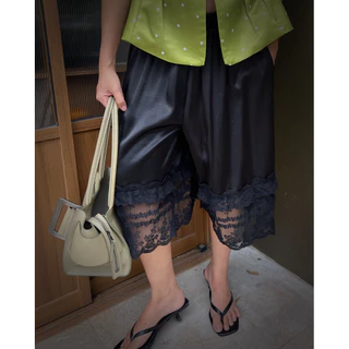 25SUMMER P44 - Knee-lenght satin short กางเกงซาติน