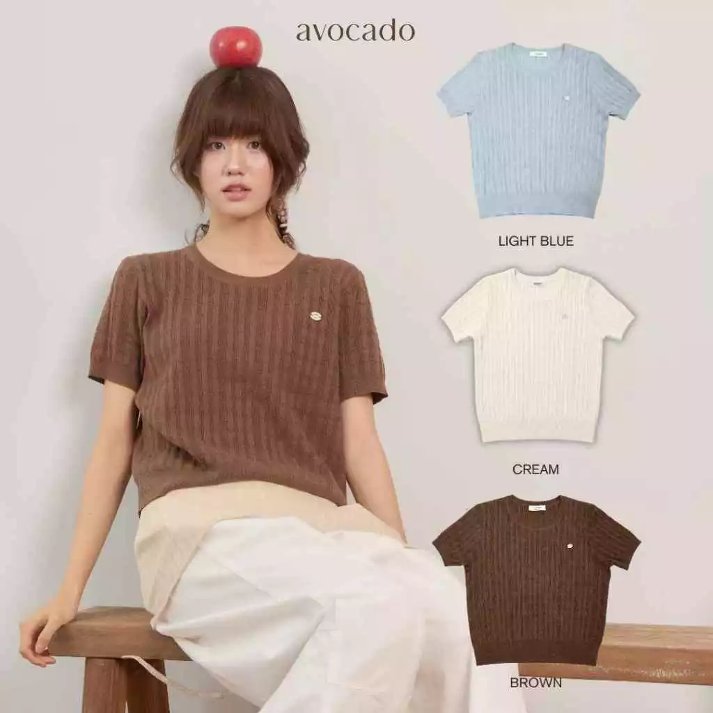 avocado - Cherie knit top เสื้อไหมพรมลายเปีย ผ้านุ่ม มี 2 ไซส์