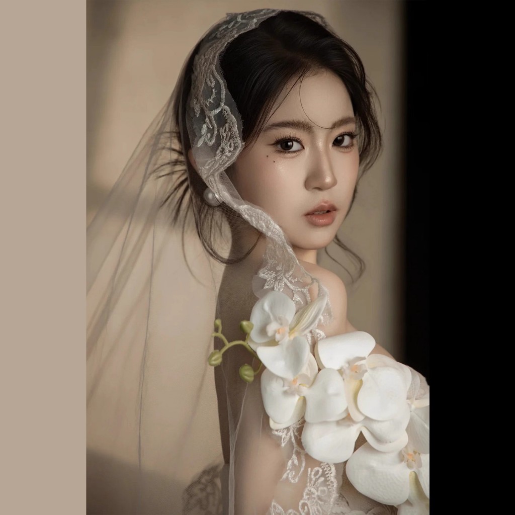 พร้อมส่งจากไทยเวลเจ้าสาวขอบลูกไม้ความยาว3เมตรแบบผ้าคลุมหน้ รูปที่ 4