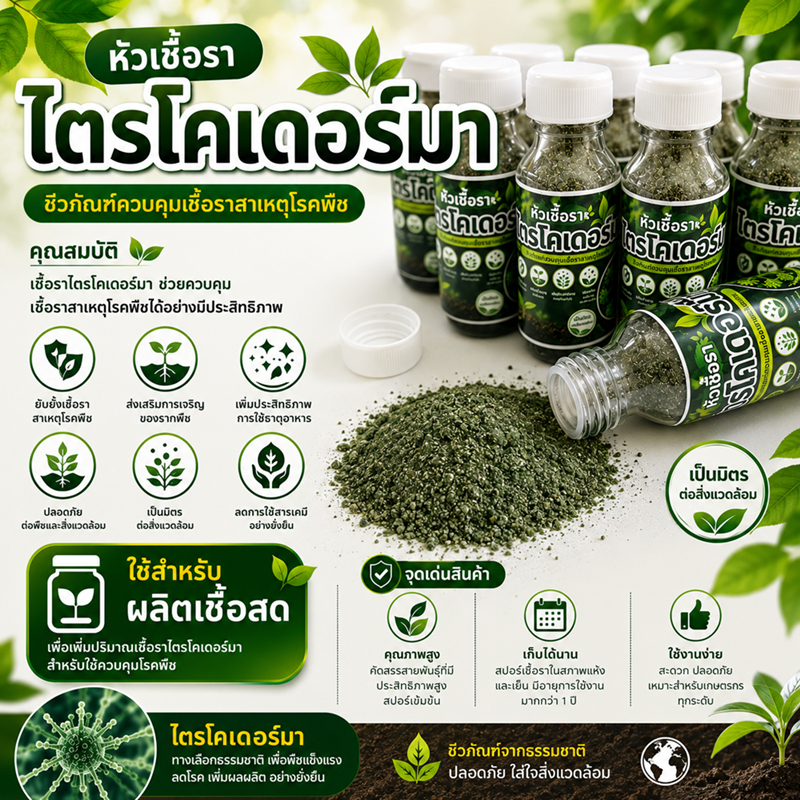 หัวเชื้อรา ไตรโคเดอร์มา สำหรับผลิตหัวเชื้อสด
