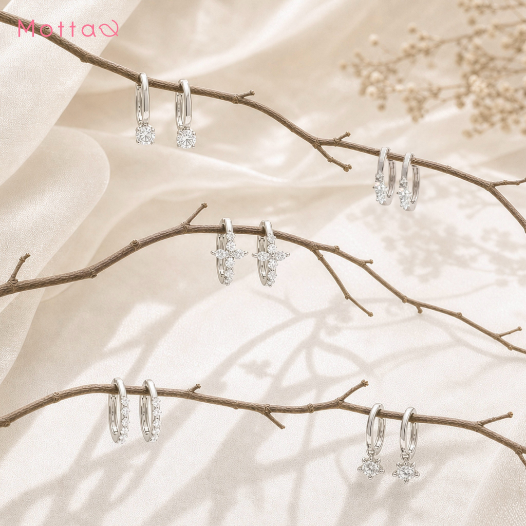 Motta Online Exclusive Silvergust ต่างหูห่วงเงินแท้ เรียบหรูใส่ได้ทุกวัน