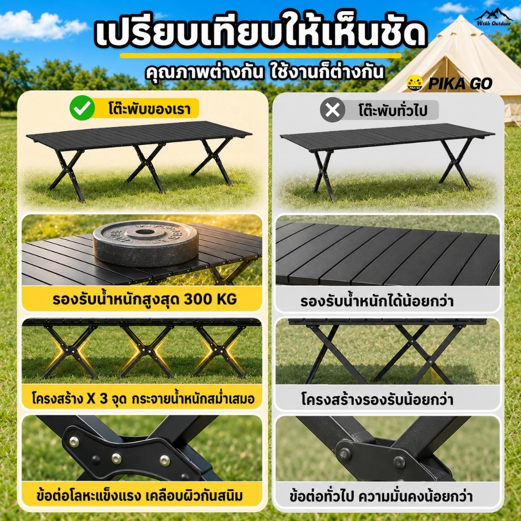 โต๊ะแคมป์ปิ้ง โต๊ะสนาม พับเก็บได้ อลูมิเนียม กลางแจ้งและในร่ม thumbnail 9
