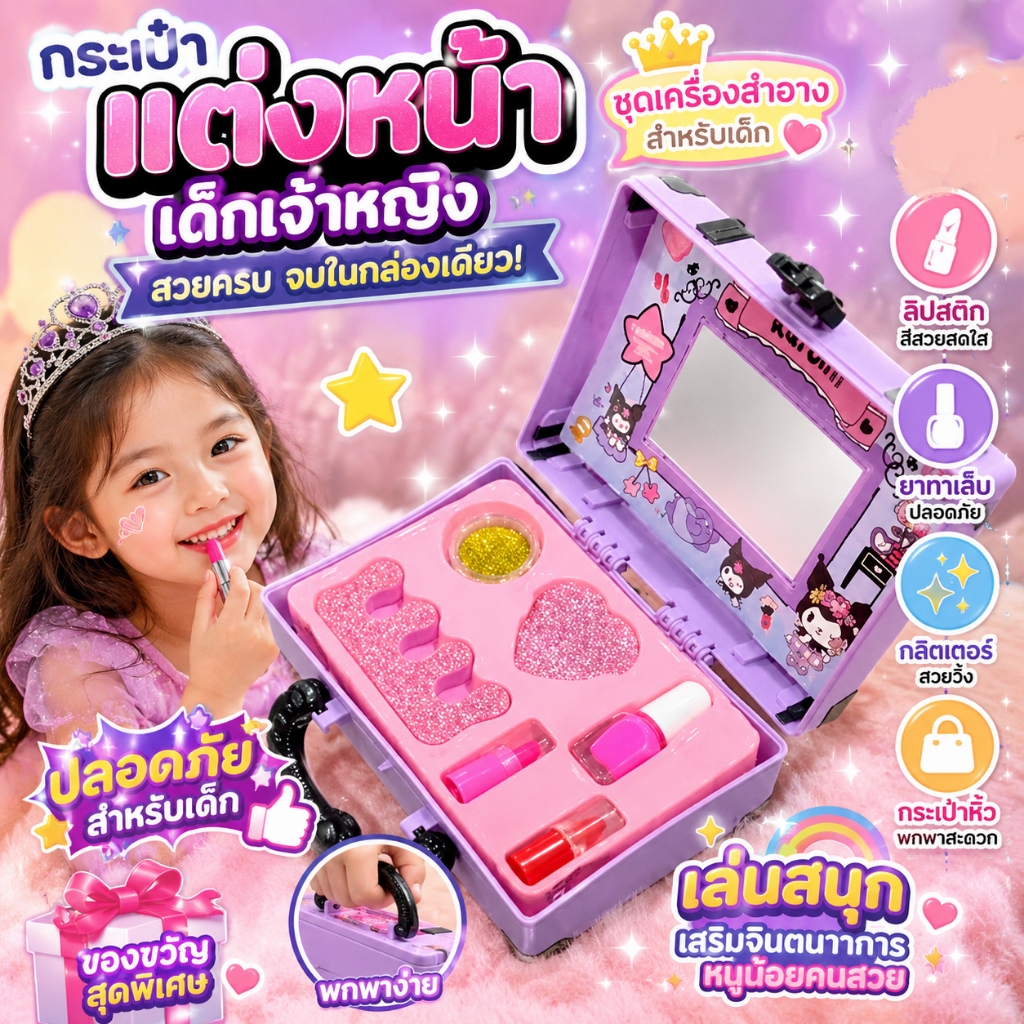 พร้อมส่ง แต่งหน้าเด็ก ของเล่นแต่งหน้า เครื่องสำอางสำหรับเด็ก ปลอดภัยและปลอดสารพิษ น่ารัก