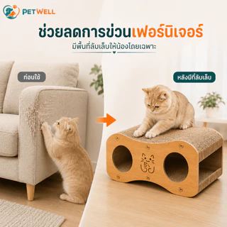 แผ่นขูดสำหรับแมวและบ้านแมว PETWELL แบบสองชั้นสำหรับฤดูร้อน ทนทานต่อการสึกหรอ ไม่หลุดร่วง
