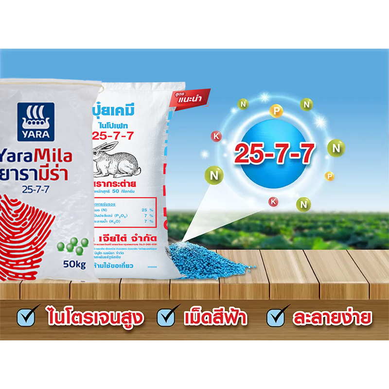 ปุ๋ยเคมี สูตร 25-7-7 Blue ขนาด 50 กิโลกรัม