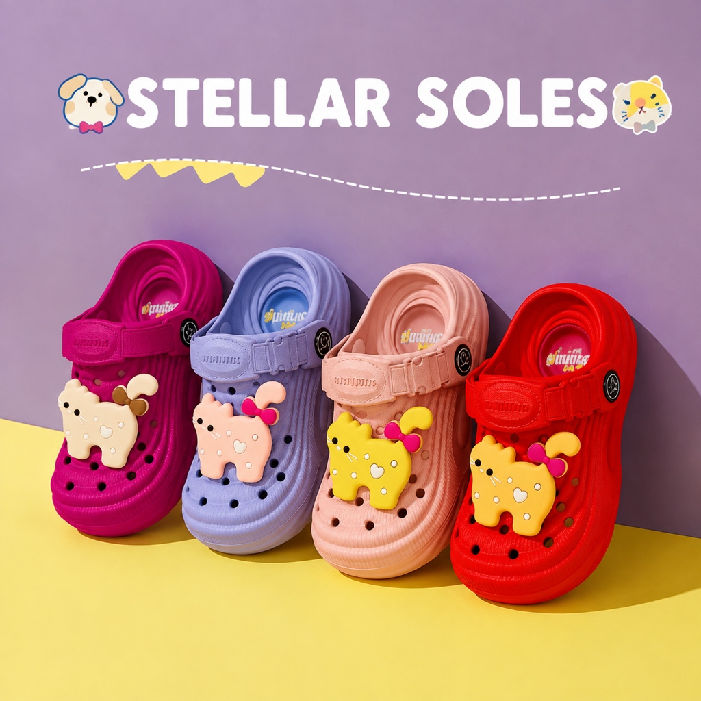 พร้อมส่ง🐻STELLAR รองเท้ารัดส้นเด็ก Unisex สีเบจ นุ่ม เบา ใส่เที่ยว ใส่เล่นสบาย น่ารัก 1-6 ปี