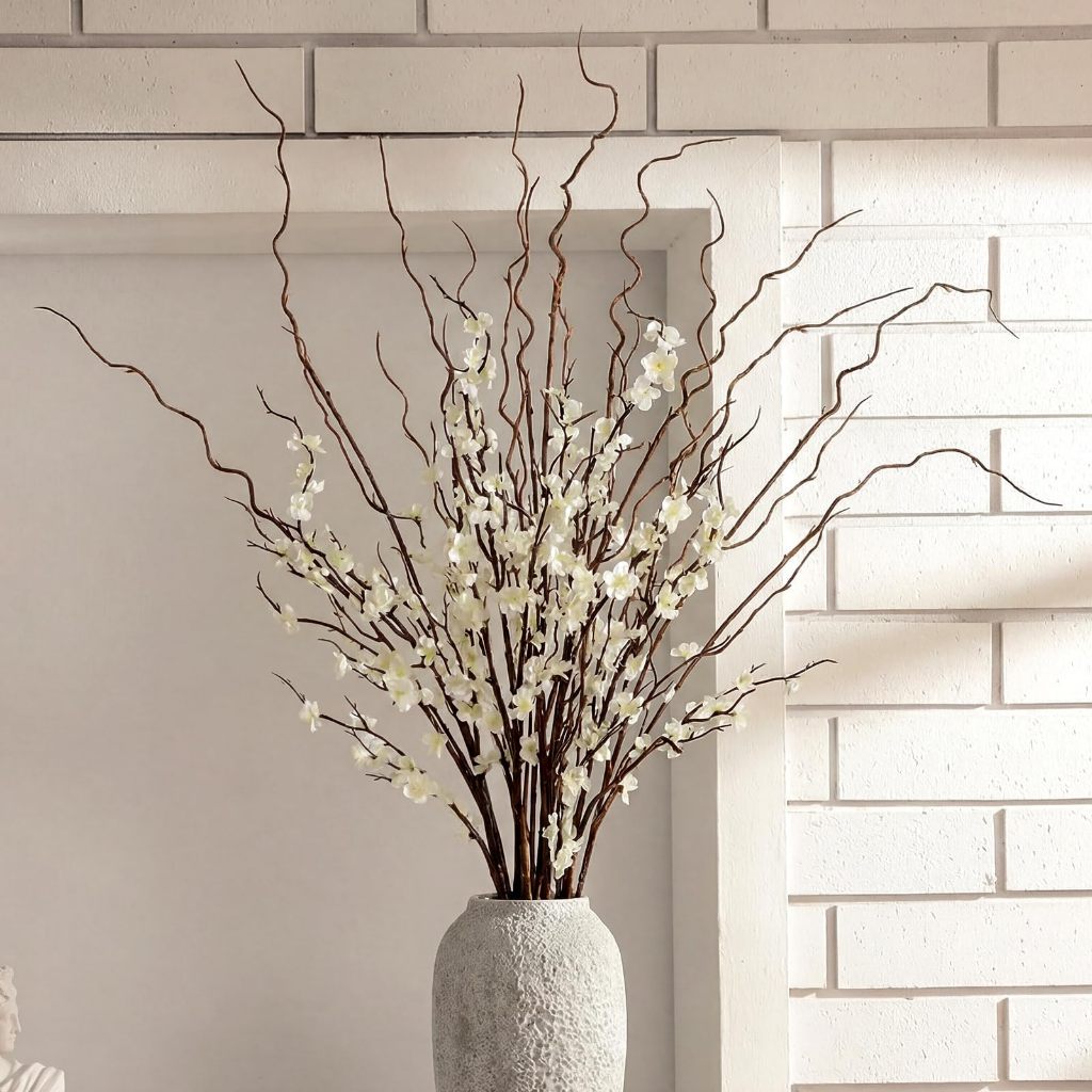 natural vines decorate white flowers