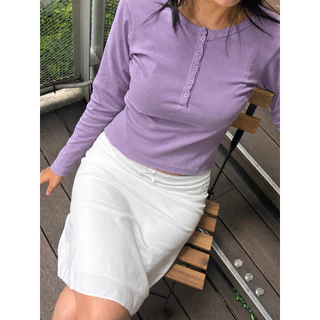 Olive Soft Long Sleeve (ver2) สีใหม่ เสื้อยืดแขนยาวกระดุมหน้า ผ้านิ่มไม่ต้องรีด