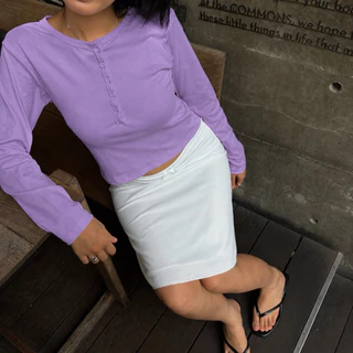 Olive Soft Long Sleeve (ver2) สีใหม่ เสื้อยืดแขนยาวกระดุมหน้า ผ้านิ่มไม่ต้องรีด