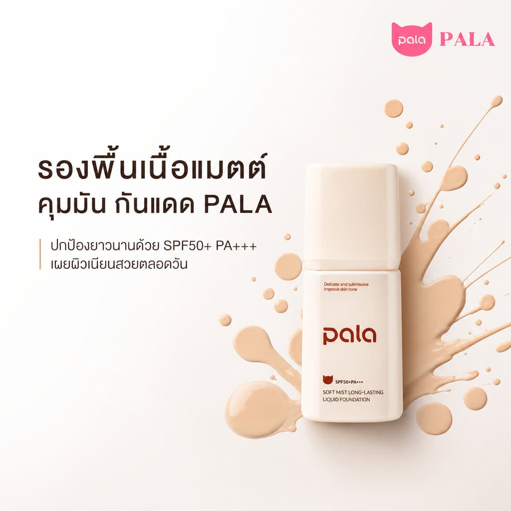 PALA ชุดแต่งหน้า 2ชิ้น รองพื้น กันแดด SPF50+PA+++ เนื้อบางเบา กันน้ำ กันเหงื่อ ขนาด 30g ล็อกเมคอัพ ติดทน มีอ.ย.