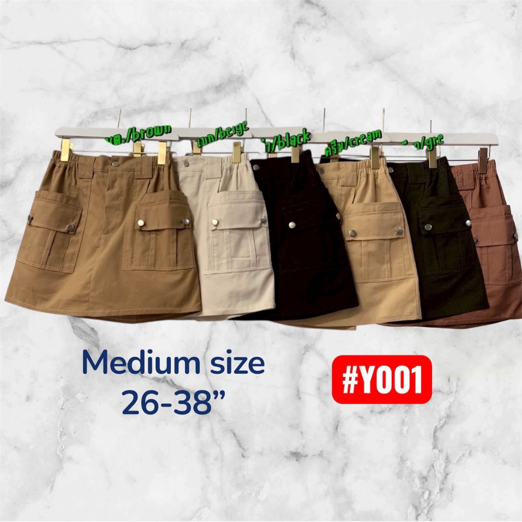 Y001กระโปรงกางเกง/Skirt pantsDetai =เป็นเนื้อคอนตอน /cotton fabric  รอบเอว 28-38 นิ้ว