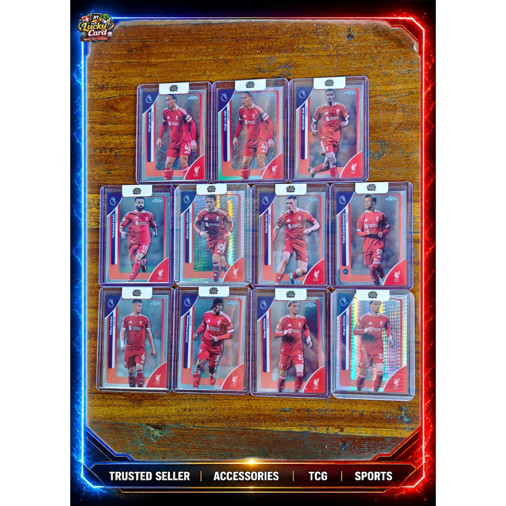 การ์ดสะสม Topps Chrome Premier League 2025-26 - สโมสรลิเวอร์พูล - Liverpool FC - Salah, Van Dijk, Wi