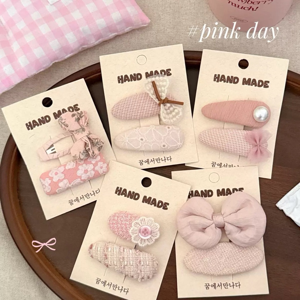Cute 540 กิ๊บติดผม กิ๊บแป๊กหนีบผมโทนสีชมพู 2 ชิ้น/แพ็ค