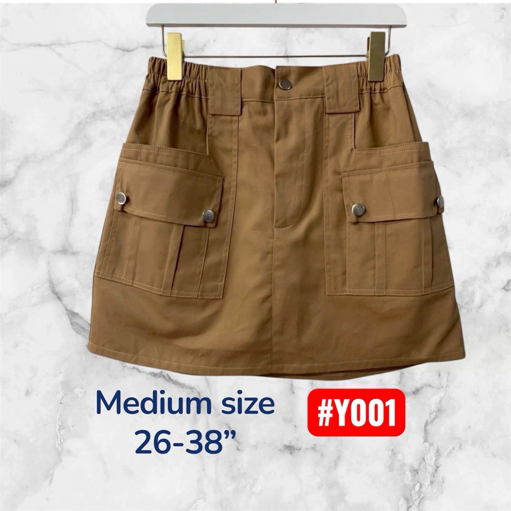 Y001.เข้าใหม่กระโปรงกางเกงสาวอวบ รุ่นเป๋าคู่ middle size ผ้ากระโปรงกางเกง เอว28-36