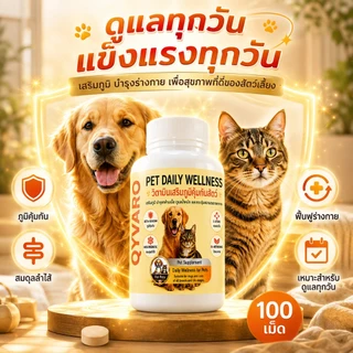 วิตามินเสริมภูมิสุนัข แมว QYVARO เสริมภูมิคุ้มกัน ไม่ป่วยง่าย ให้กลับมาแข็งแรงและกินเก่ง