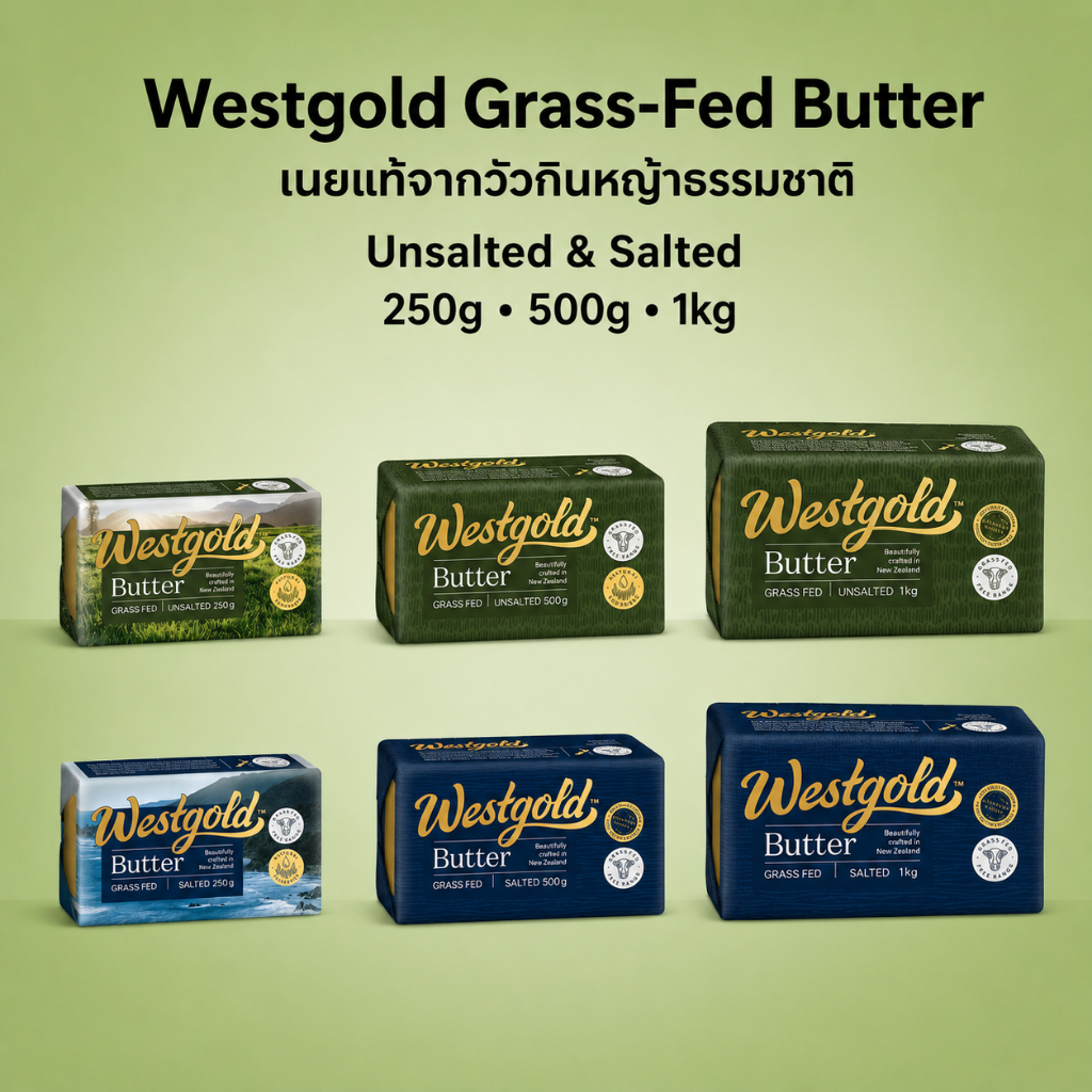 รวม Westgold Grass-Fed Butter เวสต์โกลด์ เนยแท้ จากวัวกินหญ้าธรรมชาติในนิวซีแลนด์ เหมาะสำหรับสายสุขภ