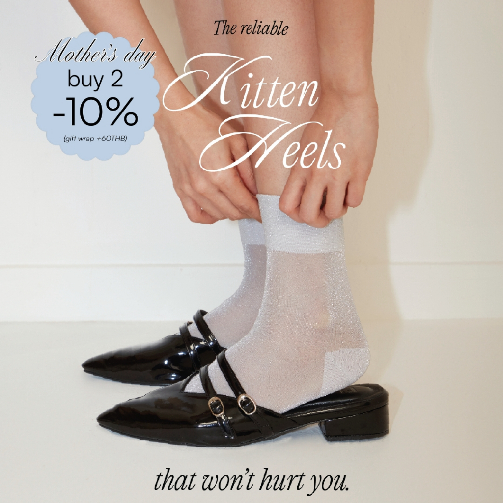 [Buy 2 disc. 10% 3-12 Aug / แนะนำ +2 ไซส์] Flynn - Kitten heels รองเท้าหัวแหลม เปิดส้น 1 นิ้ว ไม่บีบหน้าเท้า นุ่มสบาย