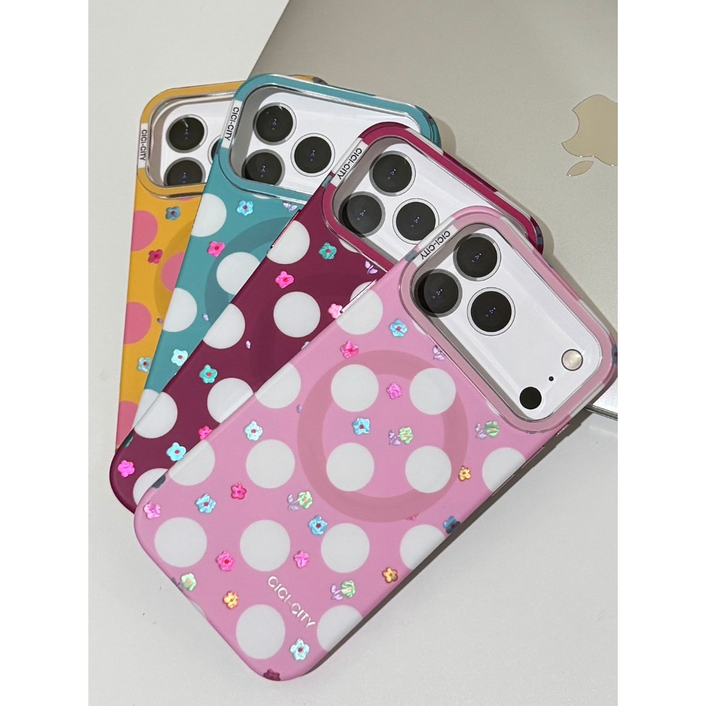 "พร้อมส่ง" เคสสีหลังด้านลายจุด (แม่เหล็ก) i13/14/15/15Promax/16Promax/17Promax