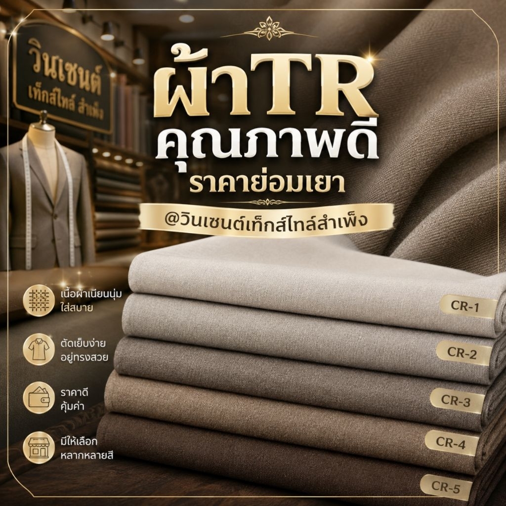 ผ้าTR(tetoron rayon)ตัดสูทและกางเกง