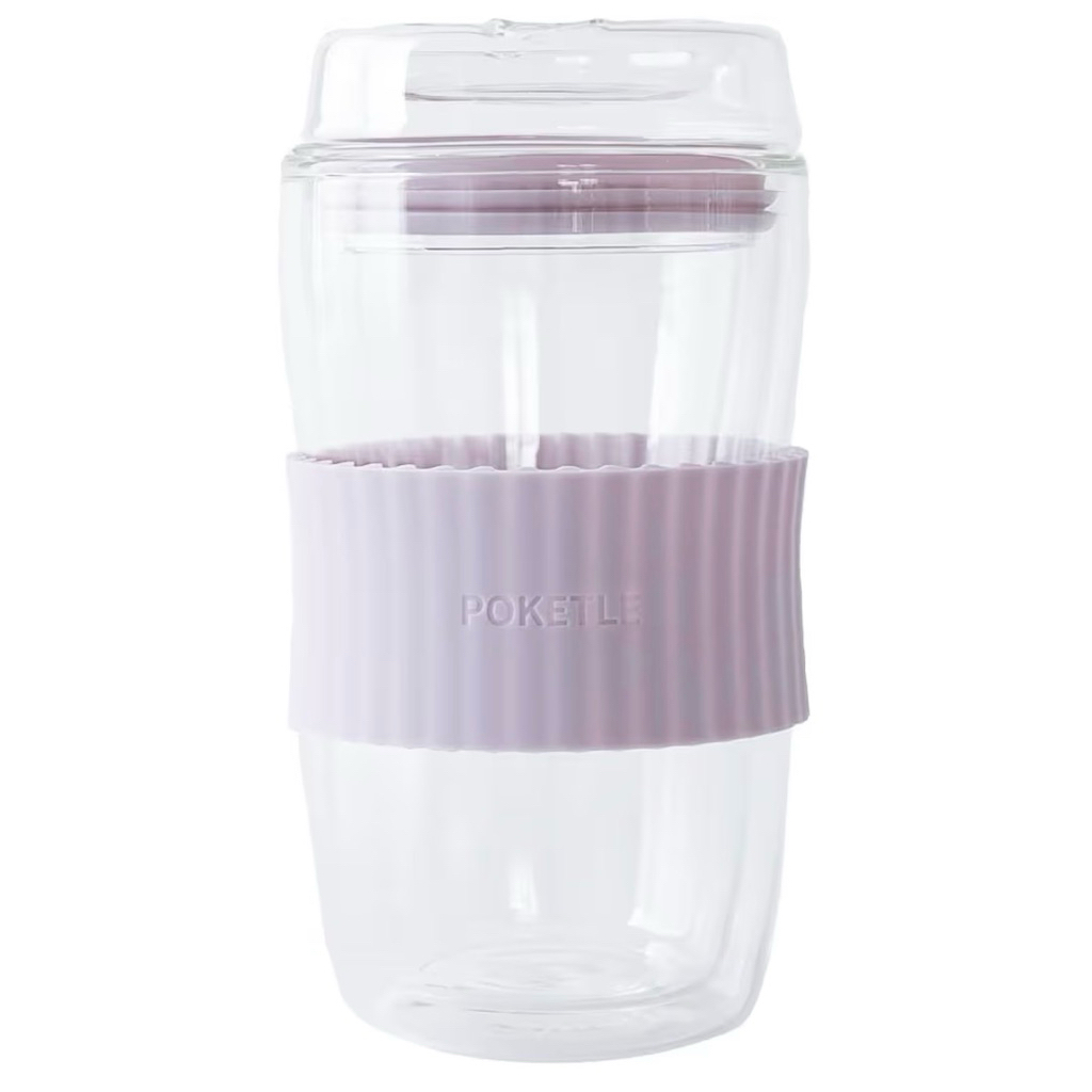 POKETLE (ポケトル) Glass Tumbler with Lid 330ml Double Wall แก้วใส่มัทฉะ กาแฟ