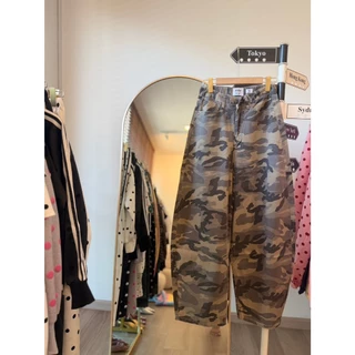 กางเกงขายาวทหาร Smoke camo barrel jeans