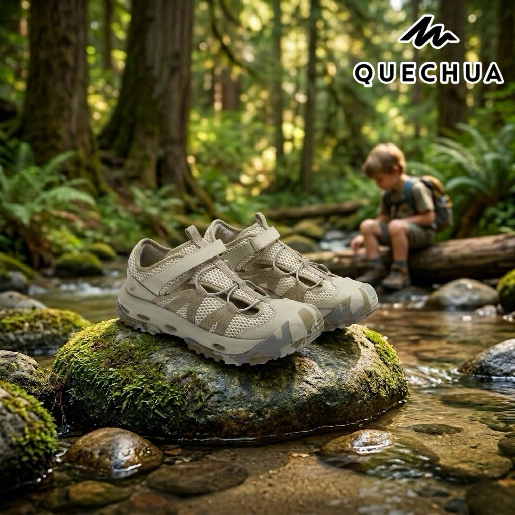 รองเท้าเดินป่าลุยน้ำสำหรับเด็ก “มีไซส์ 32-38“ รุ่น MH500 (สีเบจ) QUECHUA