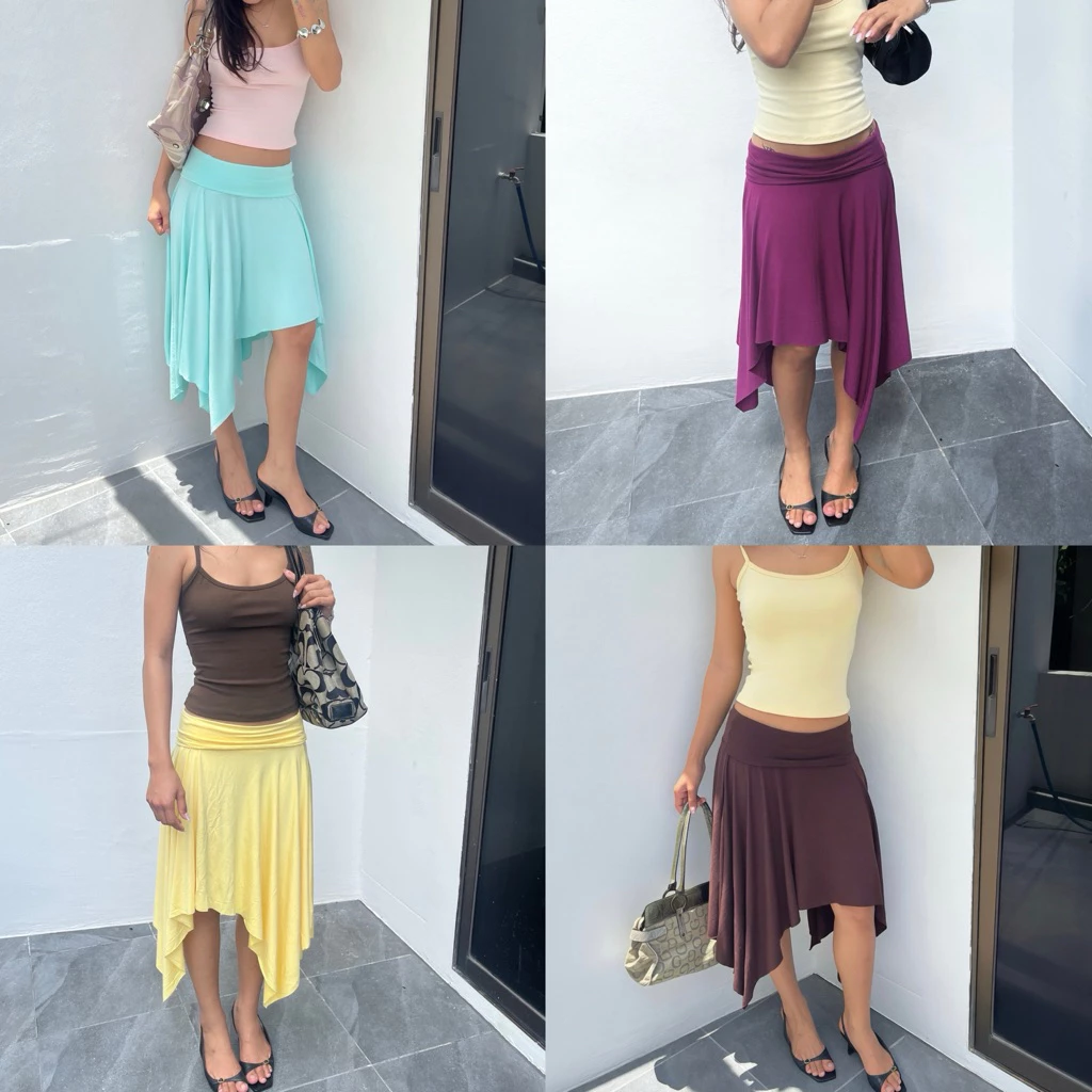 Buarchom กระโปรงกรุยกราย -(BCM009) ใส่ไปทะเล ผ้าเรย่อนทิ้งตัว นุ่มใส่สบาย ยืดได้เยอะ