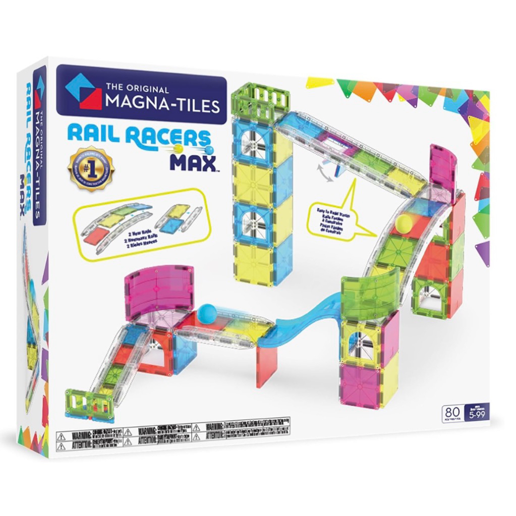 📍MAGNA-TILES Rail Racers Max 80-Piece Magnetic Construction Set