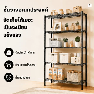 ชั้นวางของเหล็ก 3/4/5ชั้น ชั้นวางของอเนกประสงค์ ปรับระดับได้ ประหยัดพื้นที่ แข็งแรง กันสนิม ใช้ในครัว ห้องนั่งเล่น