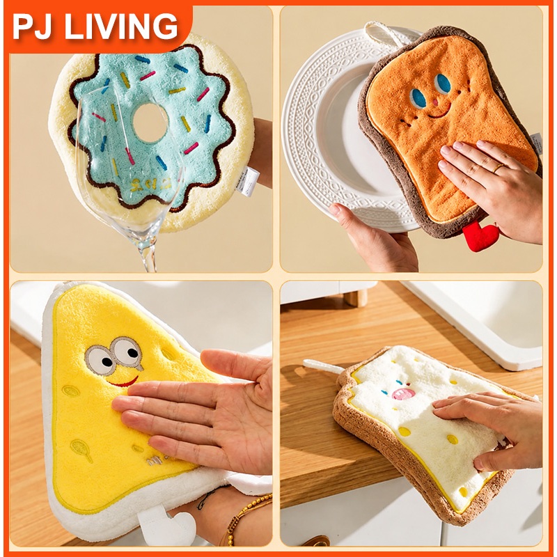 ผ้าเช็ดมือแบบแห้งเร็ว Creative Toast Coral,Quick-drying Super ดูดซับสำหรับห้องครัวห้องน้ํา