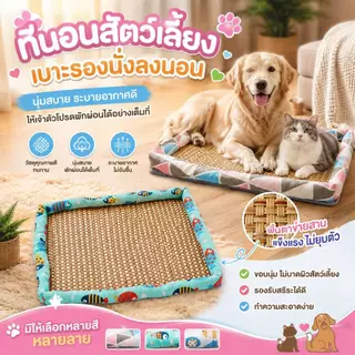 Boqi Factory ที่นอนสัตว์เลี้ยง เสื่อหวายระบายอากาศ เบาะรองนั่งนองนอน สุนัขและแมว Haki
