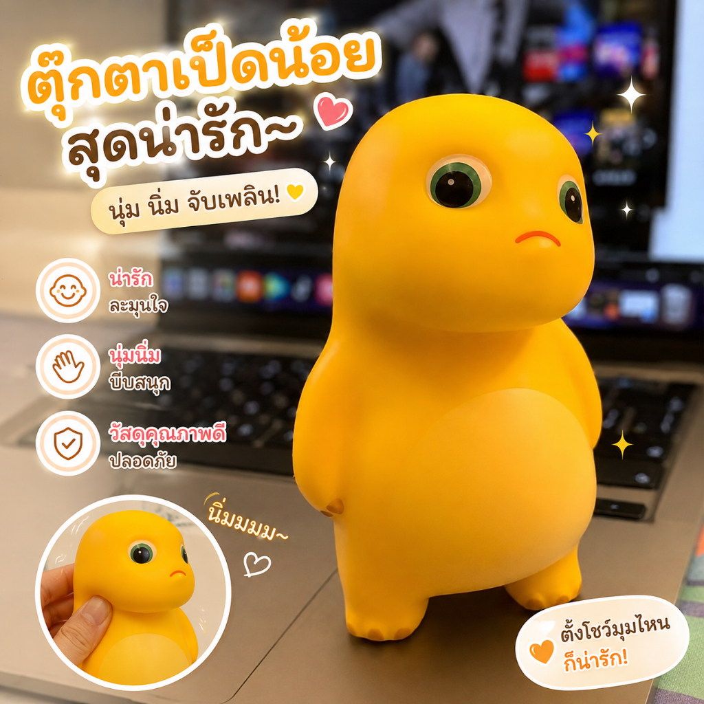 มังกรนม มังกรเหลืองน้อย ไดโนเสาร์ของเล่นสกุชชี่บีบเล่นคลายเครียด ตัวการ์ตูนน่ารัก