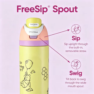 🧸Owala FreeSip 24oz Winnie The Pooh ขวดน้ำสแตนเลส ฉนวนสุญญากาศ BPA‑Free