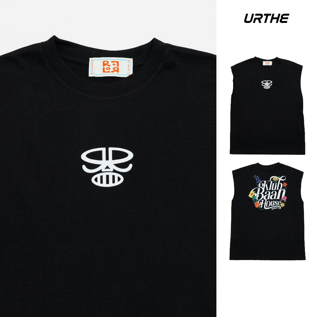 URTHE - เสื้อแขนกุด สกรีนลาย Oversize รุ่น KLUB BAAN HOUSE SLEEVELESS SHIRT