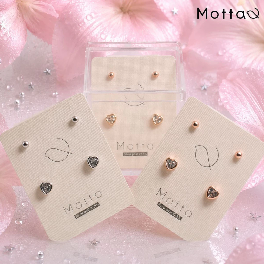 Motta Earring Box ต่างหูกล่อง 2 คู่ รวมลายมินิมอล