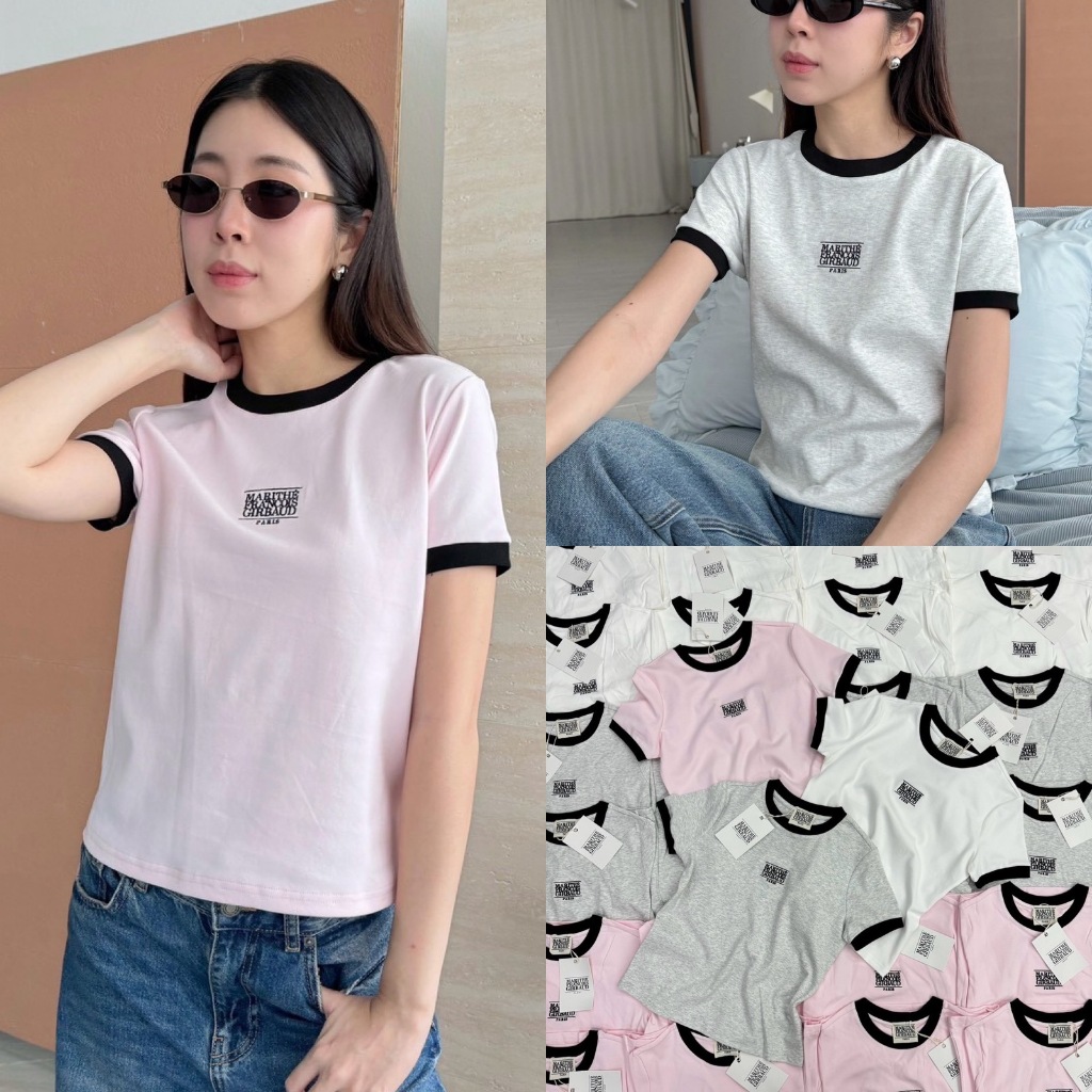 VL 5386 เสื้อยืดทรงพอดีตัว แต่งงานปัก ตัดขอบ ผ้านิ่มใส่สบาย