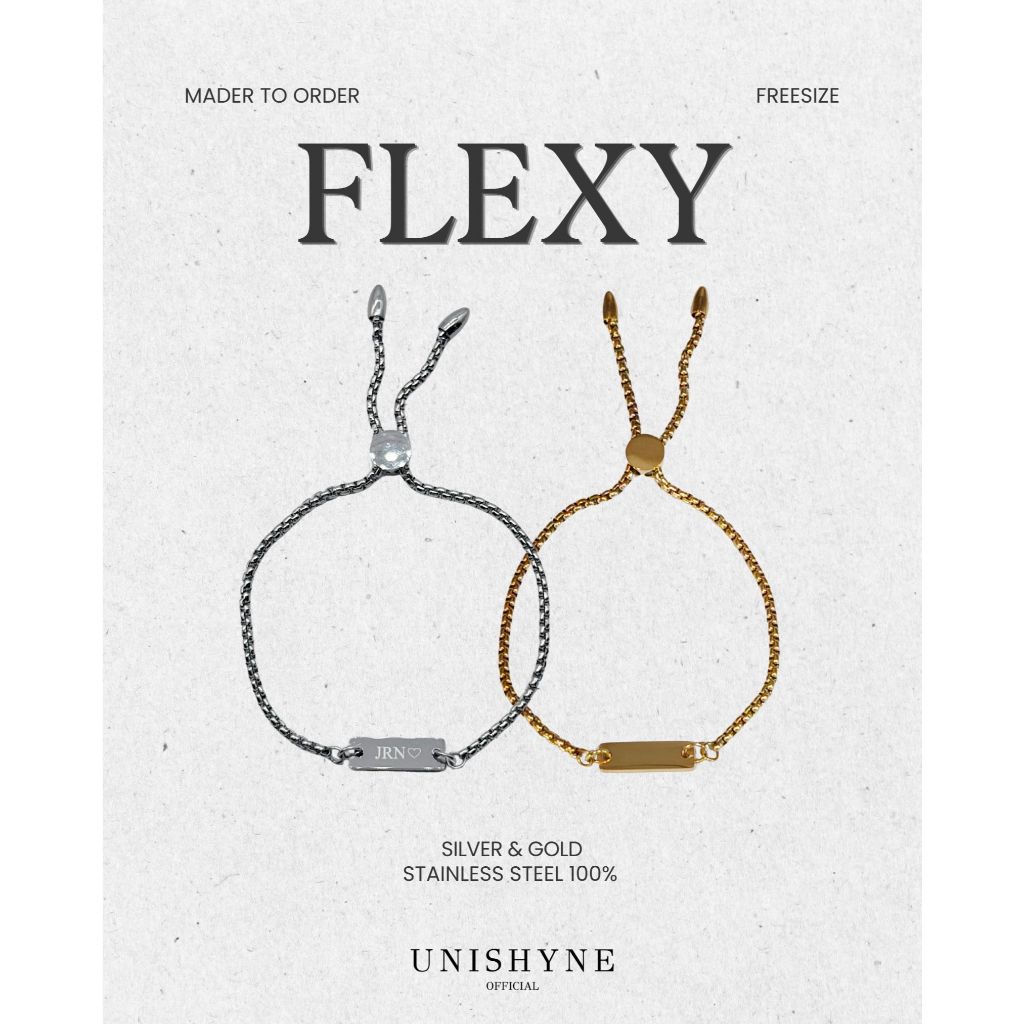 unishyne "Flexy (เฟล็กซี่) ข้อมือจี้เลเซอร์ กำไลคู่รัก