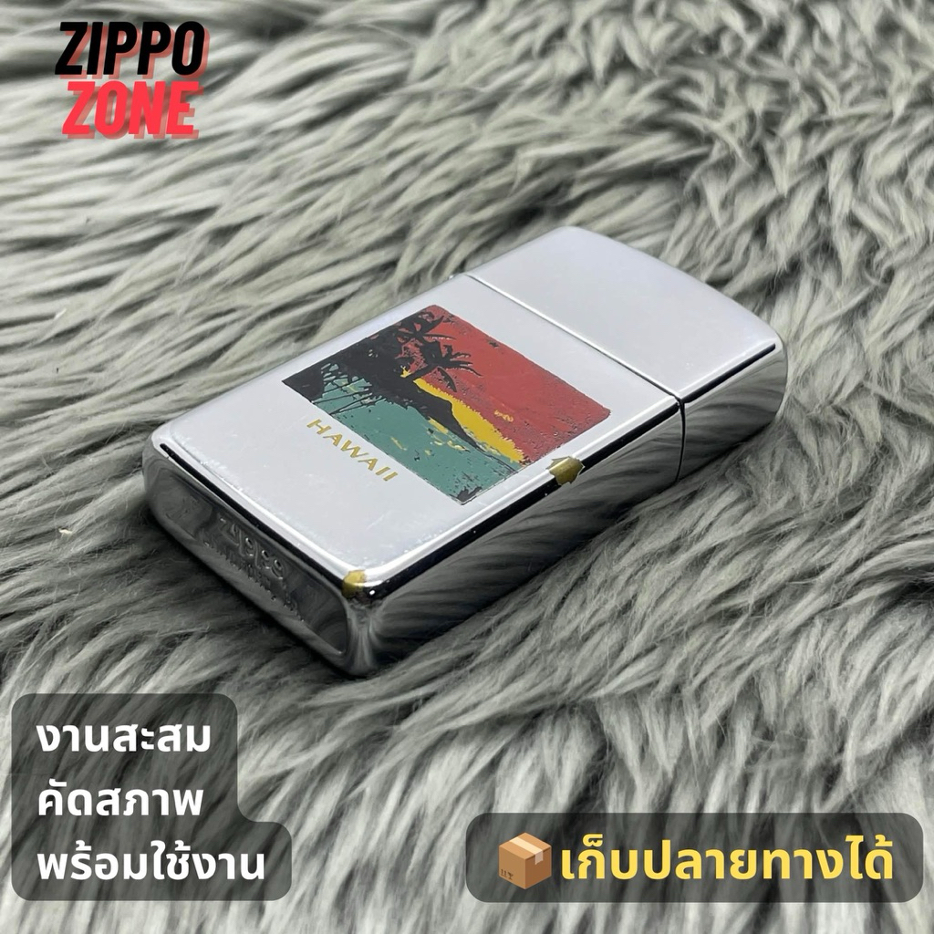 Zippo แท้ มือสอง ZZB175 ลาย วิว Hawaii ปี 1990 VI | ไฟแช็ค Zippo USA ของแท้ | พร้อมส่ง