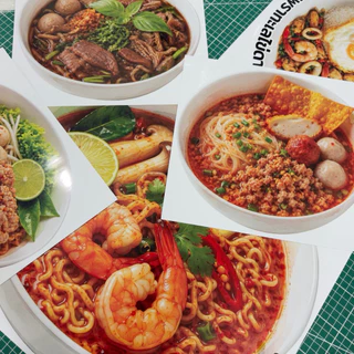 สติกเกอร์ไดคัทลายก๋วยเตี๋ยว (สำหรับตกแต่งร้านอาหาร) ขนาด S,M,L