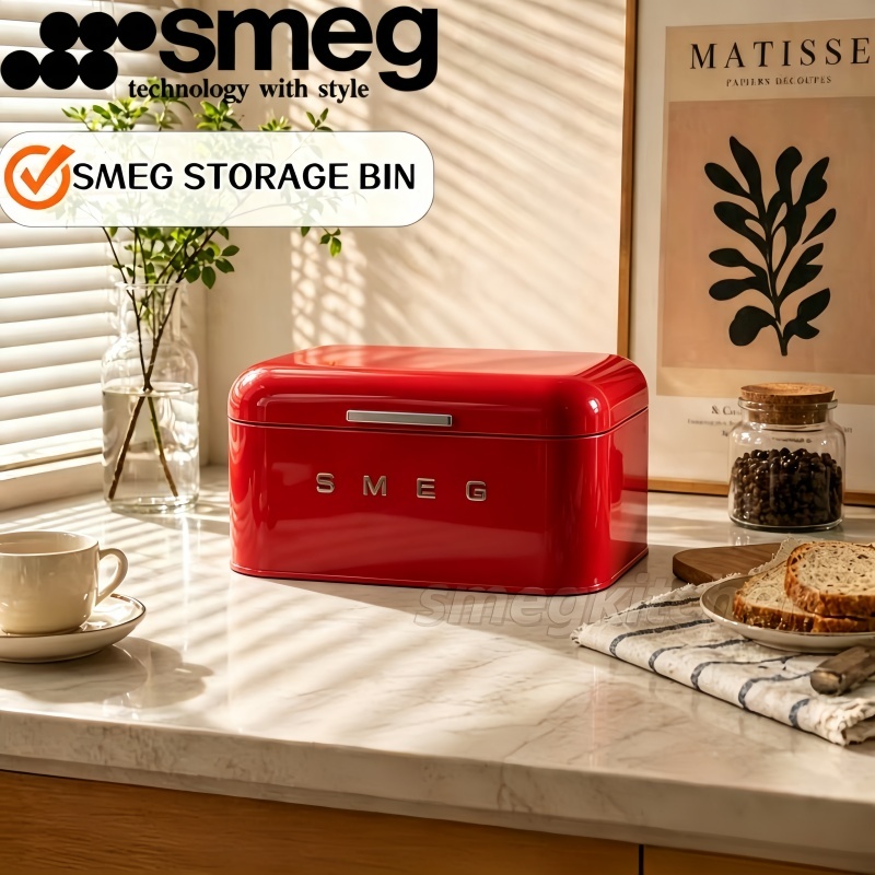 smeg กล่องใส่ของ แบบฝาปิด กันฝุ่น ป้องกันหมอง กล่องเก็บแปรงแต่งหน้า กล่องขนมปัง กล่องเก็บขนมปัง