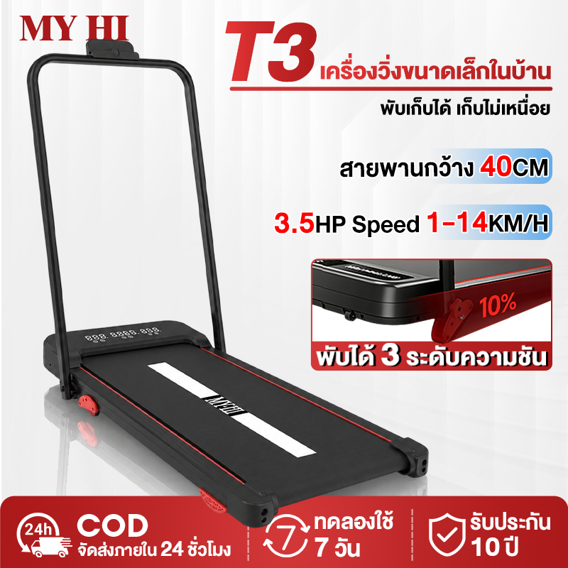 【MY-HI】 ลู่วิ่งไฟฟ้า t3 ลู่วิ่งไฟฟ้าพับได้ walking pad เครื่องวิ่ง ปรับความชันได้ 3 ระดับ เหมาะสำหรับออกกำลังกายที่บ้าน