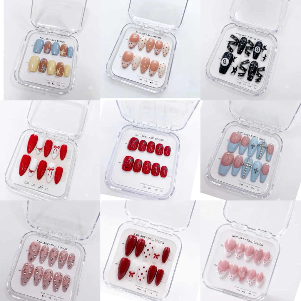 💅🏻งานแฮนด์เมด พร้อมส่ง 💅🏻เล็บปลอมเจลแท้ ออกแบบเองได้ 🔥ฟรี!!ชุดอุปกรณ์ติดเล็บ