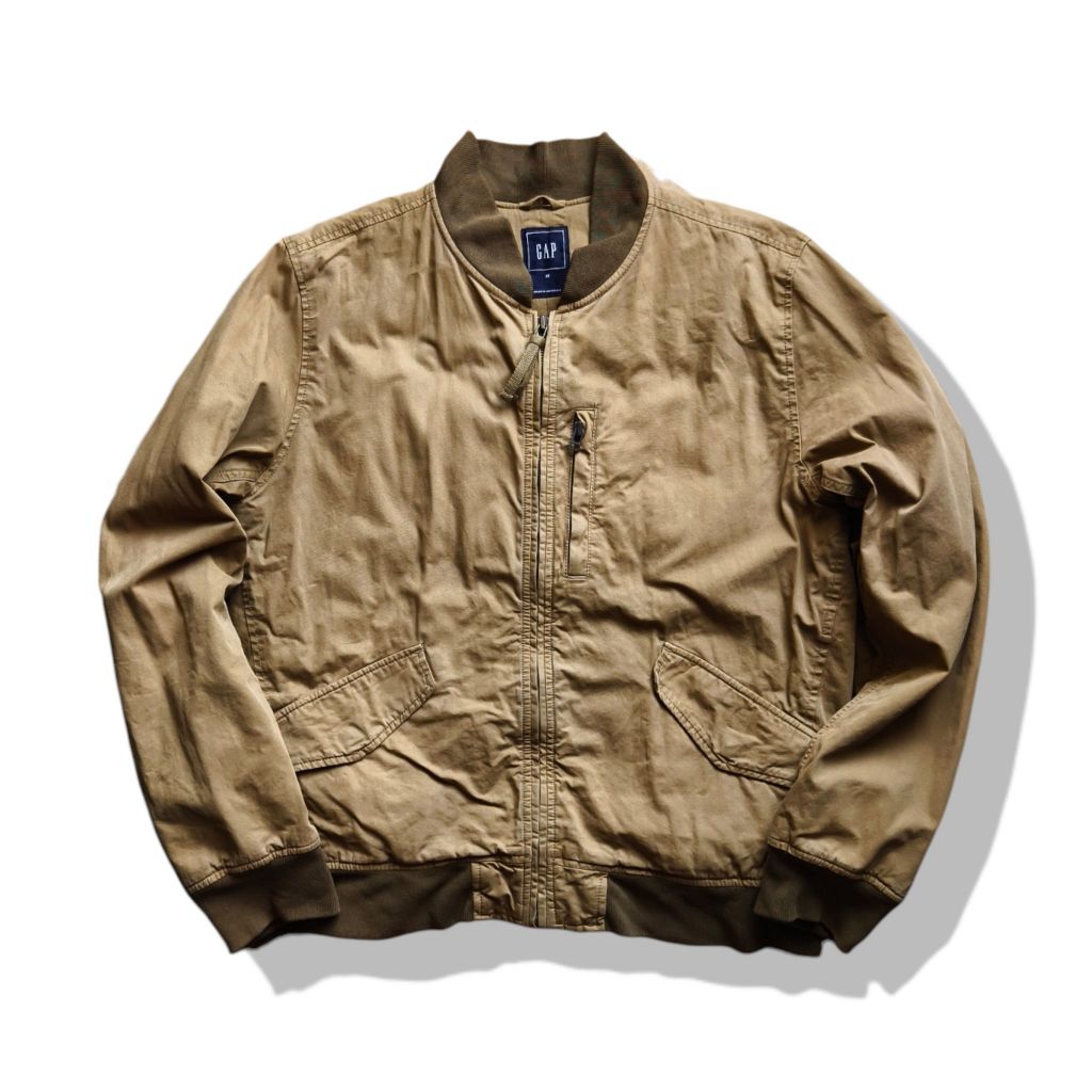 Gap Olive Brown Military Bomber Jacket(M) มือสอง รอบอก 47”