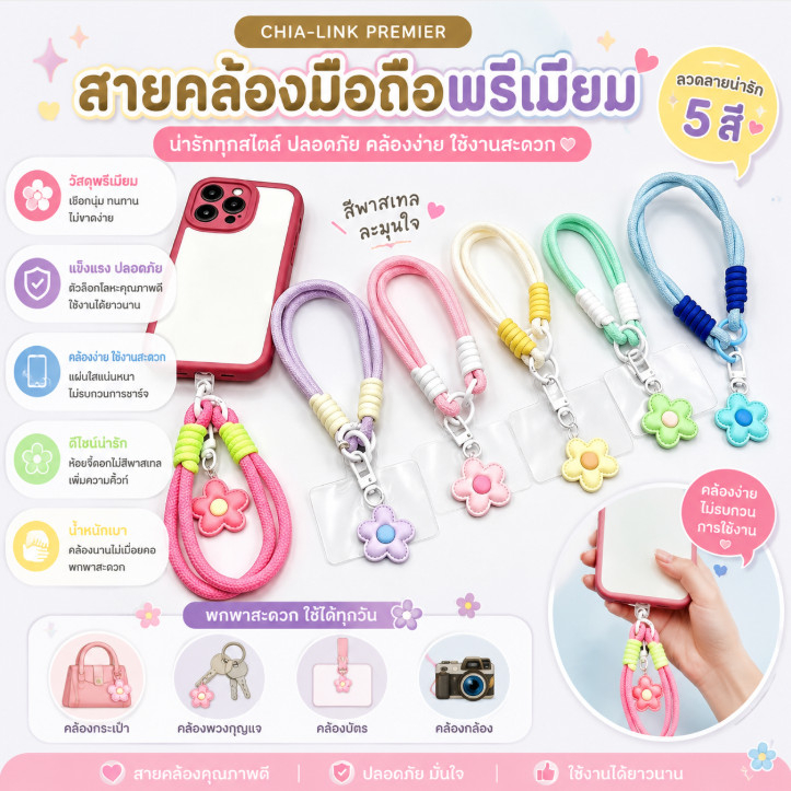 สายคล้องโทรศัพท์และพวงกุญแจเกาหลีป้องกันการล่มสลาย จี้พันกัน ของขวัญสุดพิเศษสำหรับแฟนสาว