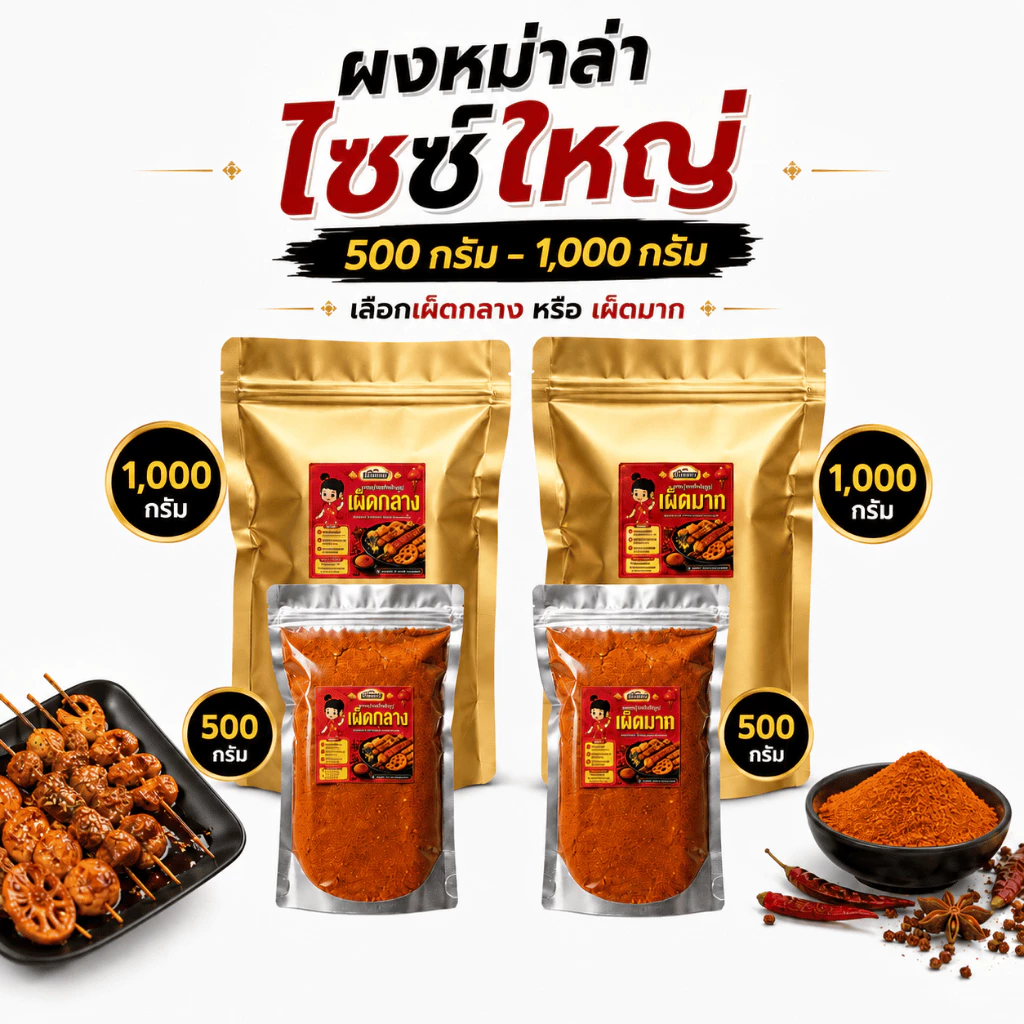 ผงหม่าล่า ตัวแสบ (500-1000กรัม) หอมเครื่องเทศ เผ็ด ชา ไม่ฉุน มี อย. ผงหม่าล่าสำเร็จรูป