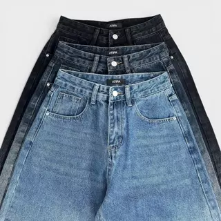Atipashop - Lennon Fade Jeans (#AA6020) | กางเกงยีนส์ขายาว เฟดไล่สี ทรง mini barrel